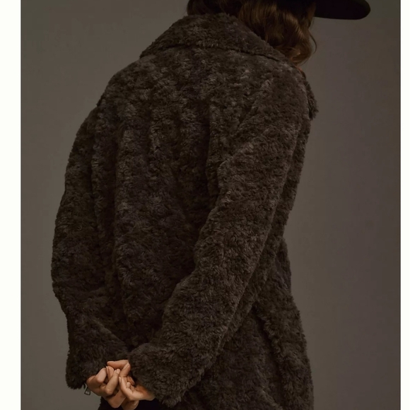 Anthropologie Dark Gray/Brown Teddy Jacket - Picture 6 of 7
